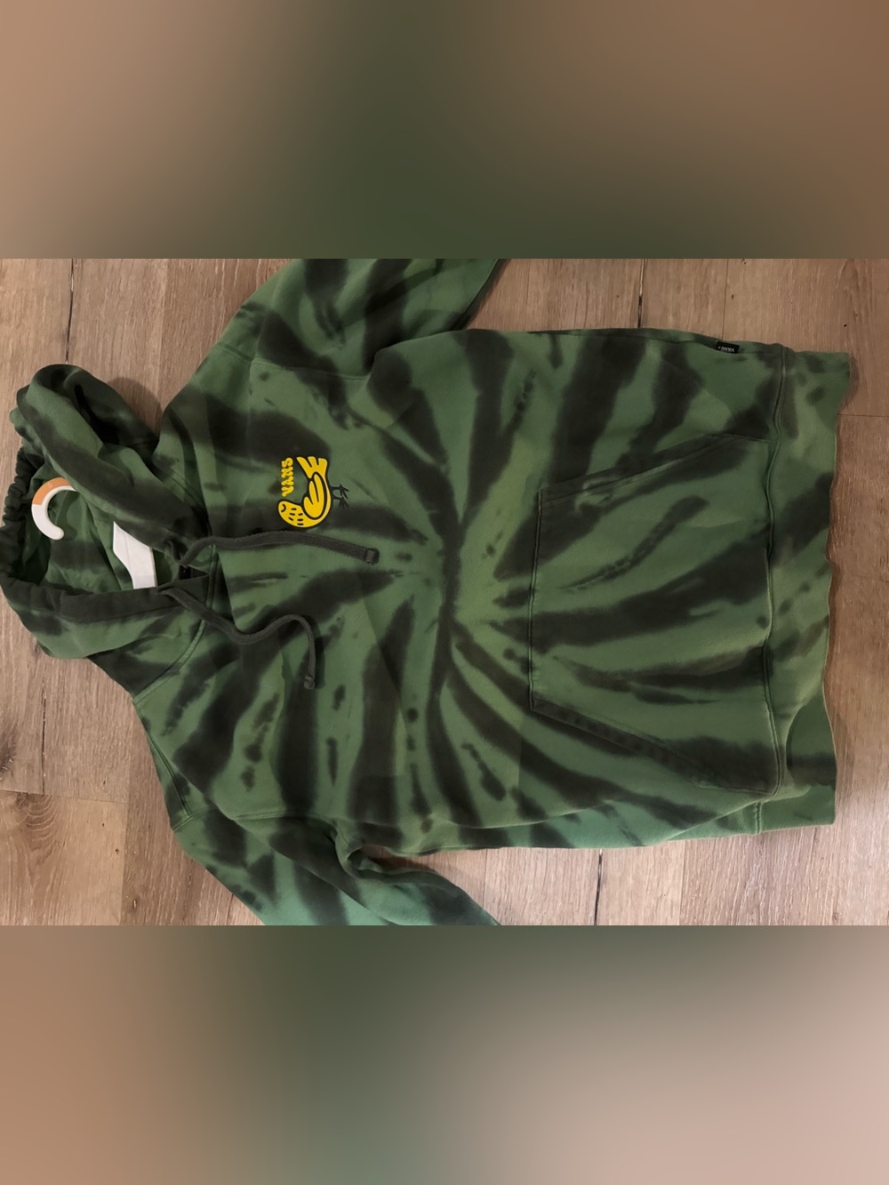Vans men Green Tie-Dye Hoodie with Yellow Logo